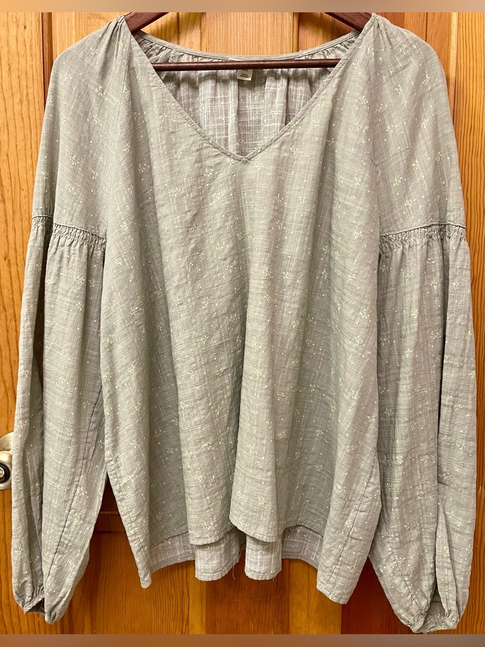 Women’s “a.n.a.” NWOT Sage Green Peasant Style Blouse